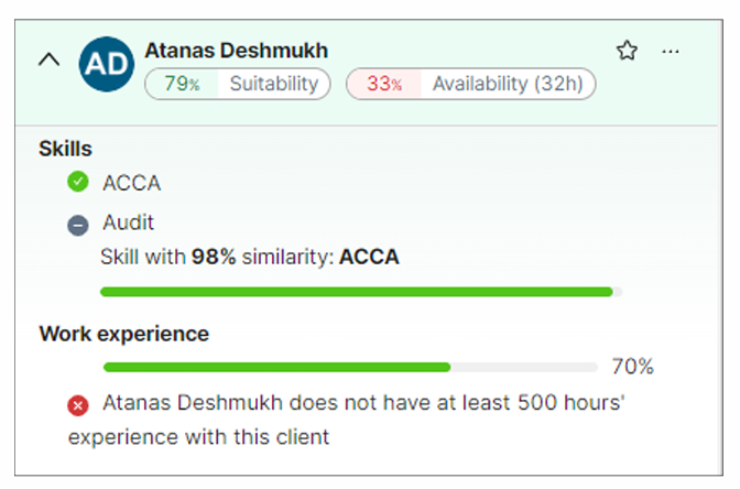 AI based skills matching example